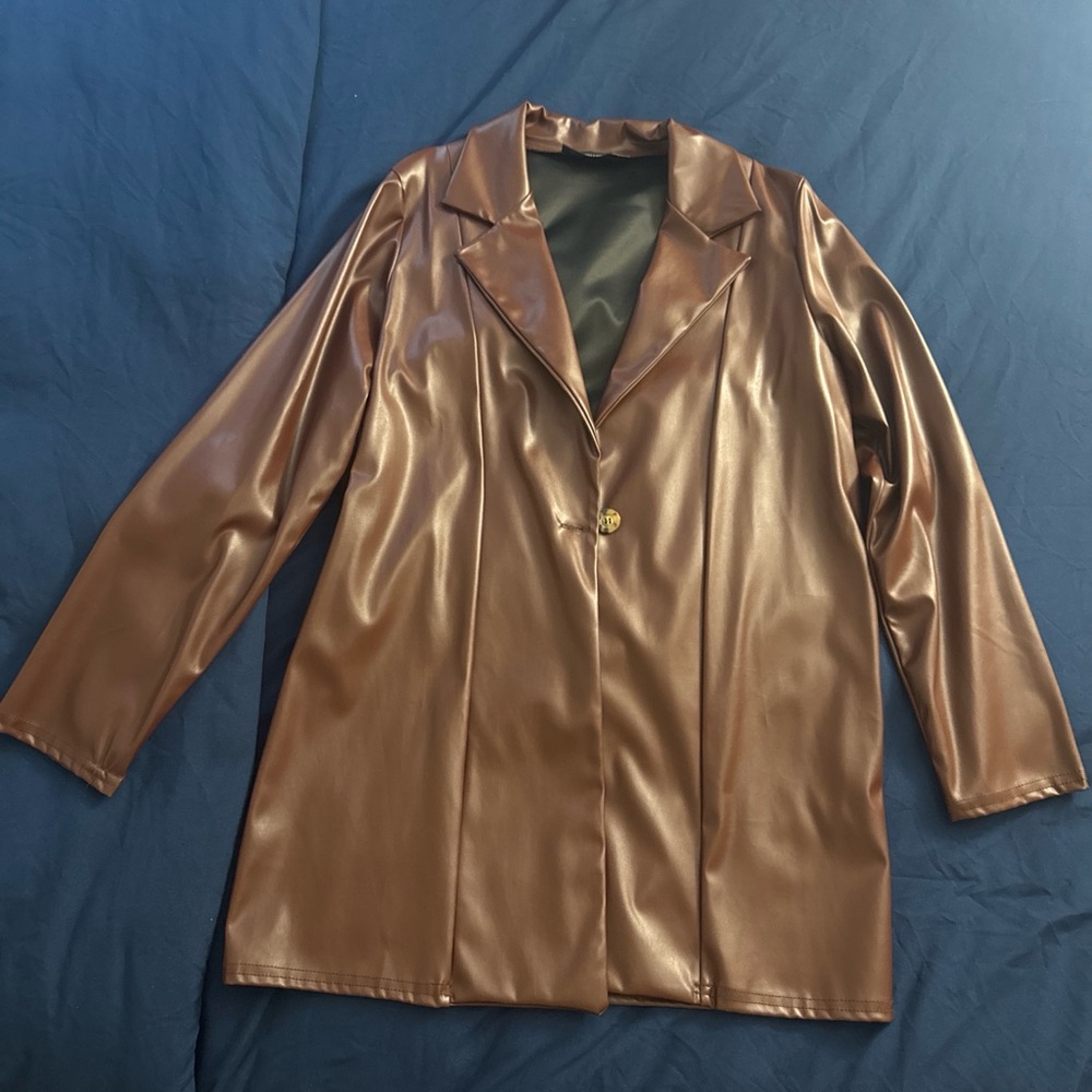PrettyLittleThing Shiny Brown Blazer